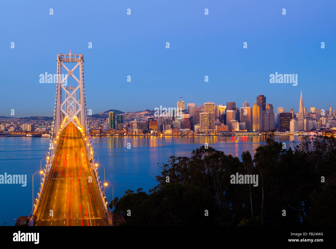 Bay Bridge and San Francisco downtown Stock Photo
