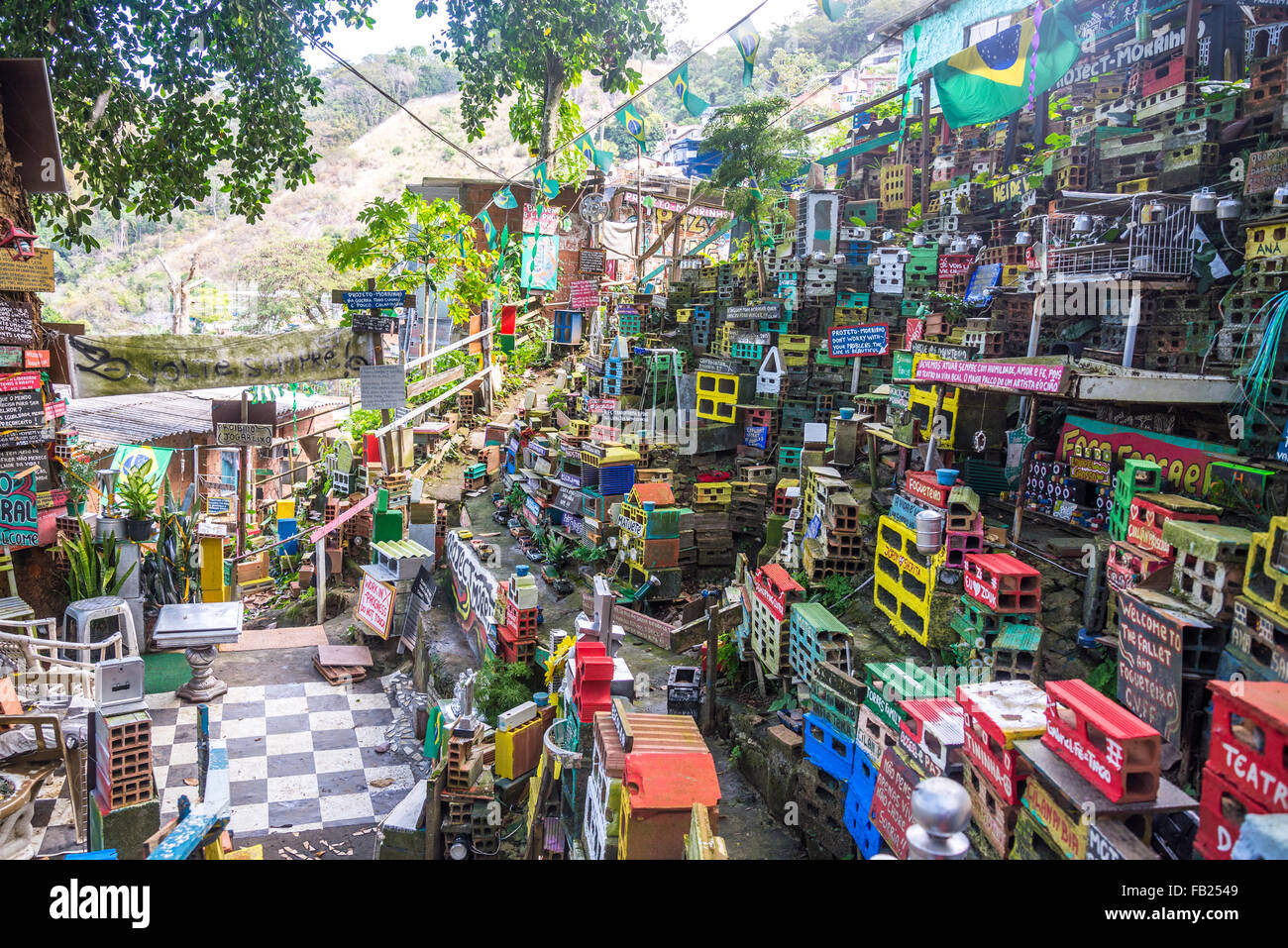 Project Morrinho, Vila Pereira da Silva favela, Pereirão, Laranjeiras neighborhood, Rio de Janeiro, Brazil Stock Photo