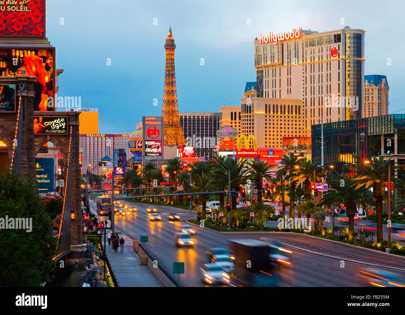 Las Vegas Strip at dusk Stock Photo
