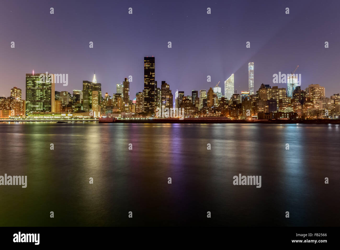 New York City skyline view from Gantry Park, Long Island City, Queens. Stock Photo