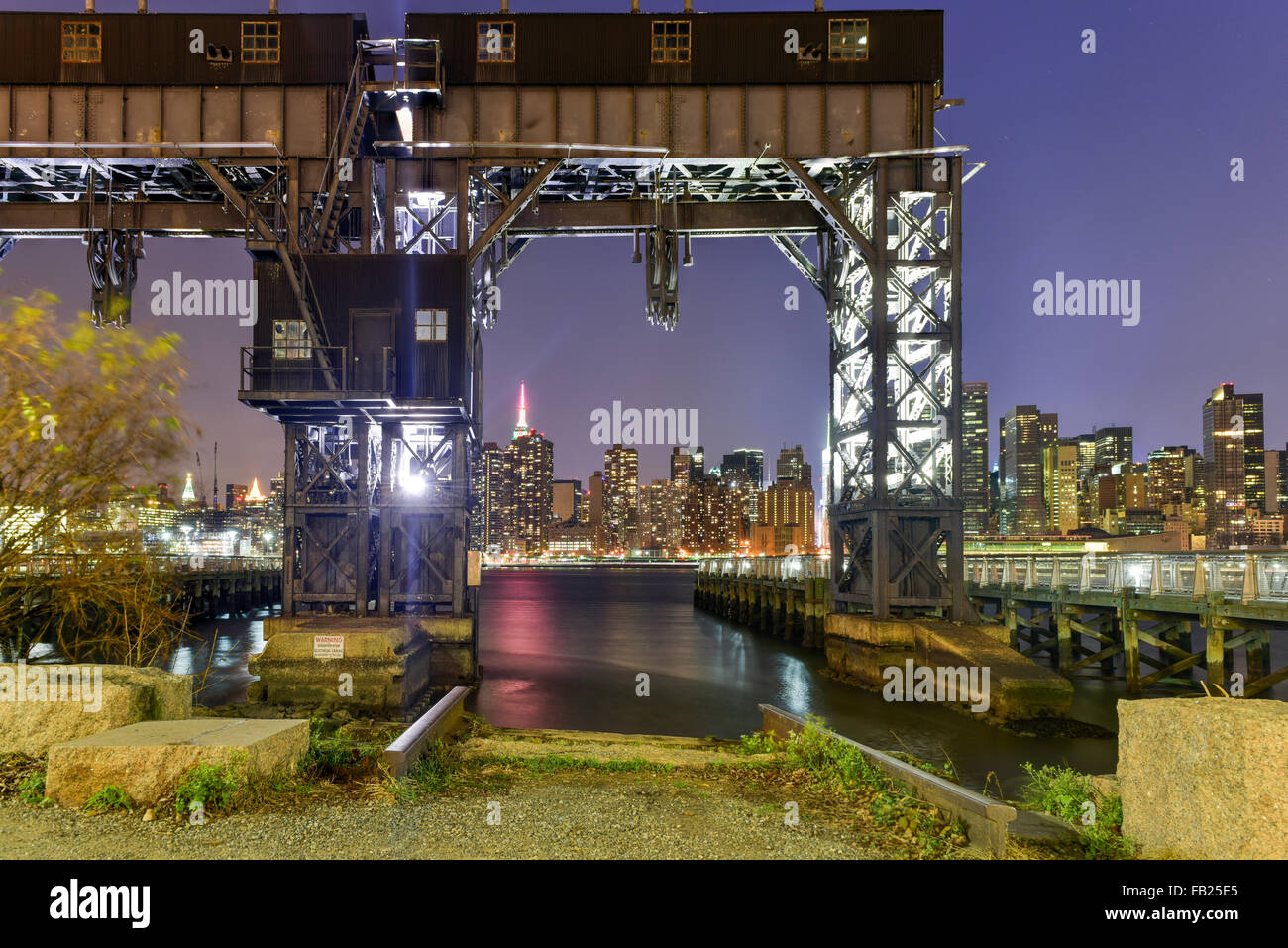 Pier of Long Island near Gantry Plaza State Park - borough of Queens - New York City. Stock Photo