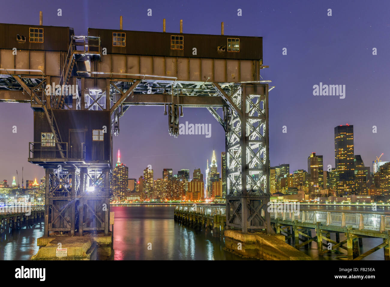 Pier of Long Island near Gantry Plaza State Park - borough of Queens - New York City. Stock Photo
