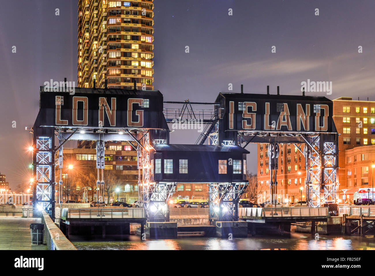 Pier of Long Island near Gantry Plaza State Park - borough of Queens - New York City. Stock Photo