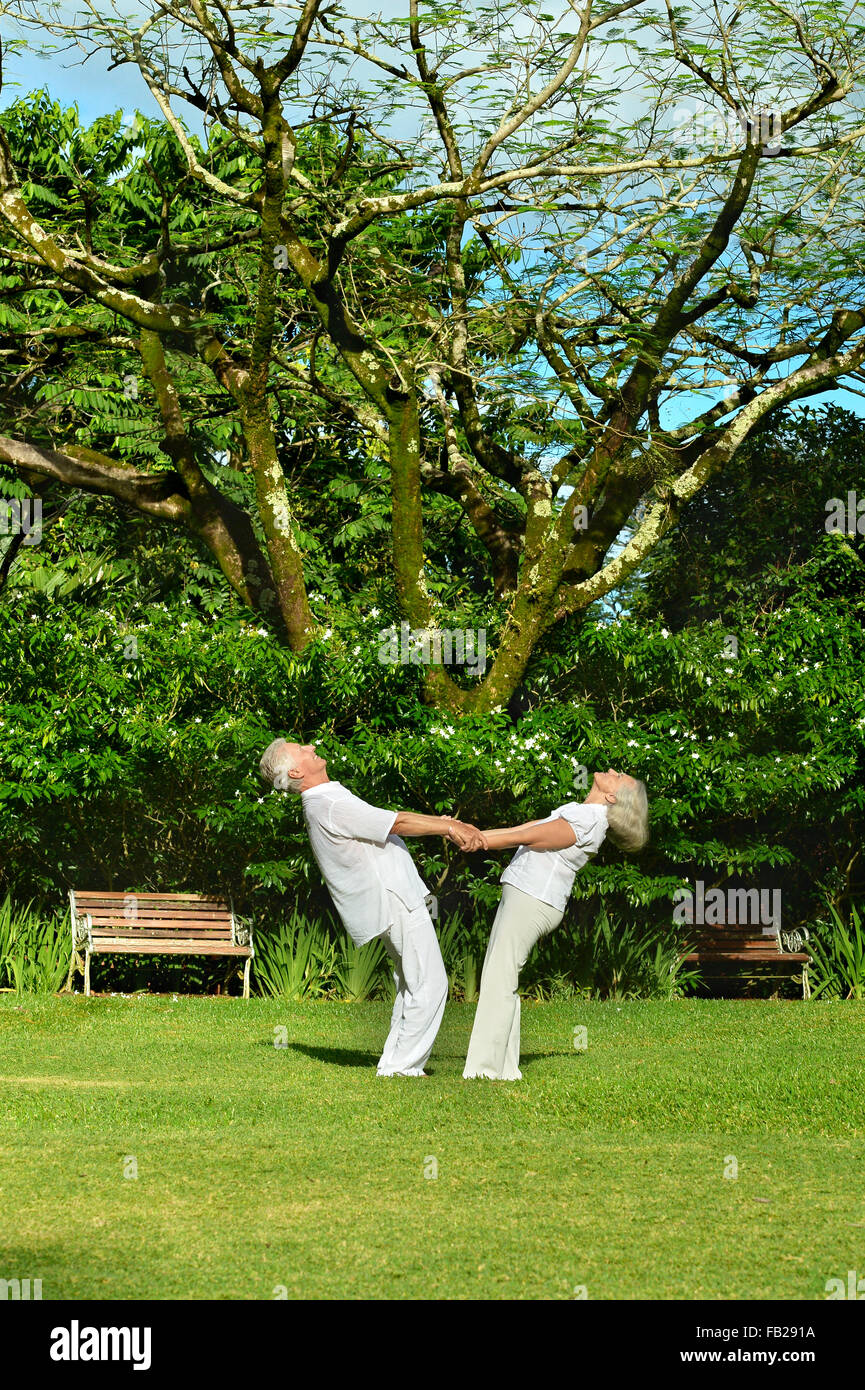 Beautiful happy elderly couple walking outdoors Stock Photo - Alamy