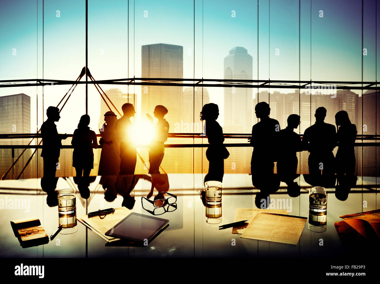 Silhouettes of Business People Brainstorming Meeting Concept Stock ...