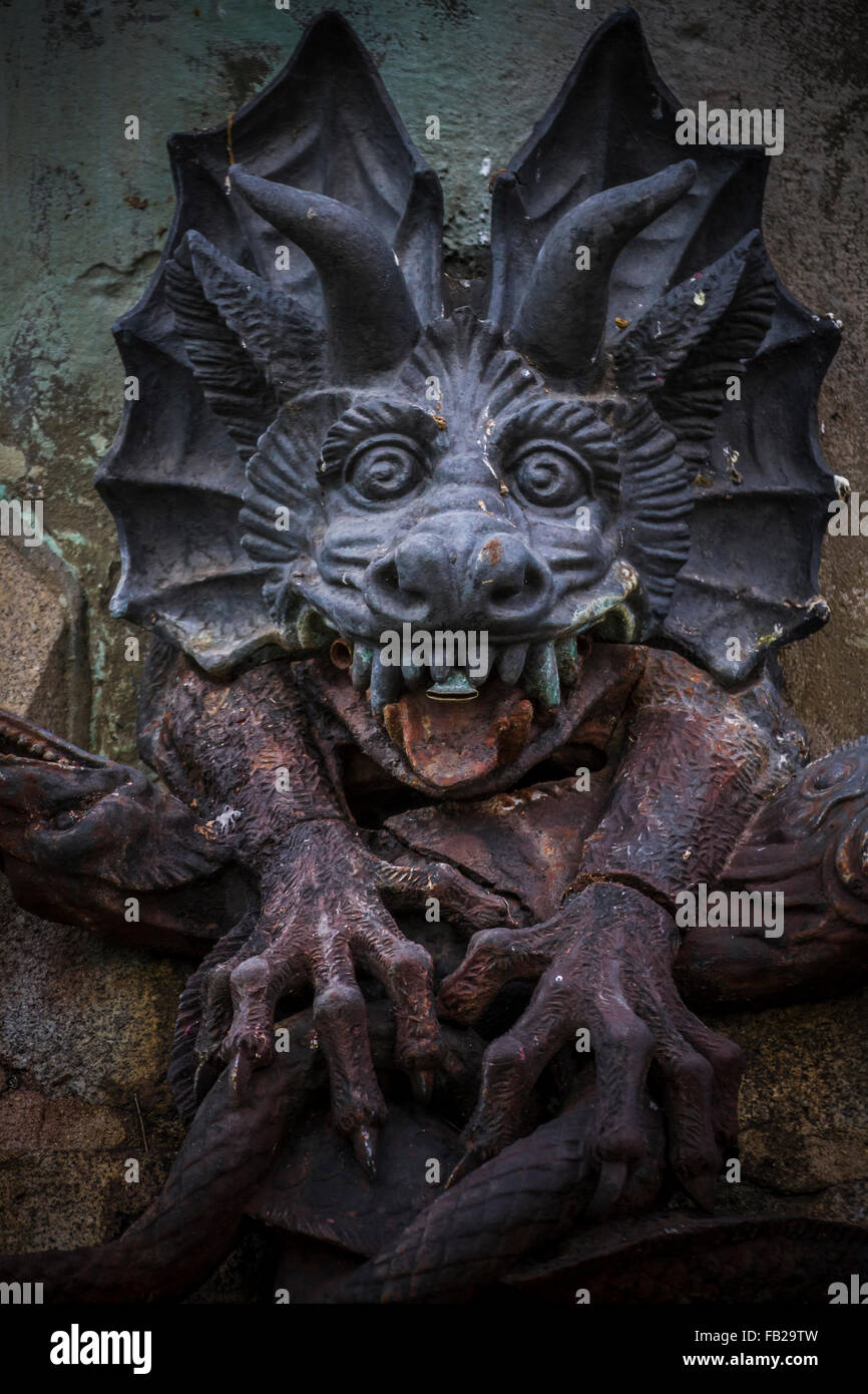 devil figure, bronze sculpture with demonic gargoyles and monsters ...
