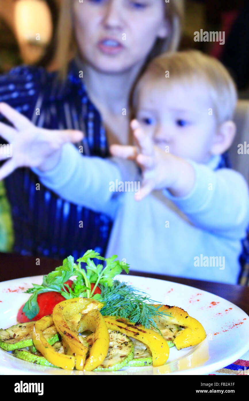 child asks her mother dish for vegetarians vegetables grilled paprika ...