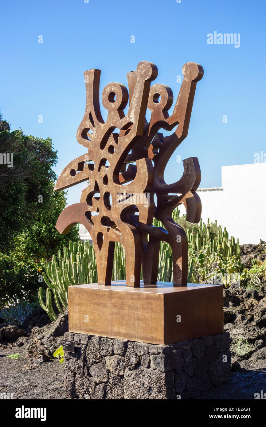 Spain, Lanzarote, Costa Teguise, Fundacion Cesar Manrique 'El Triunfador' sculpture by Canarian artist Cesar Manrique. Stock Photo