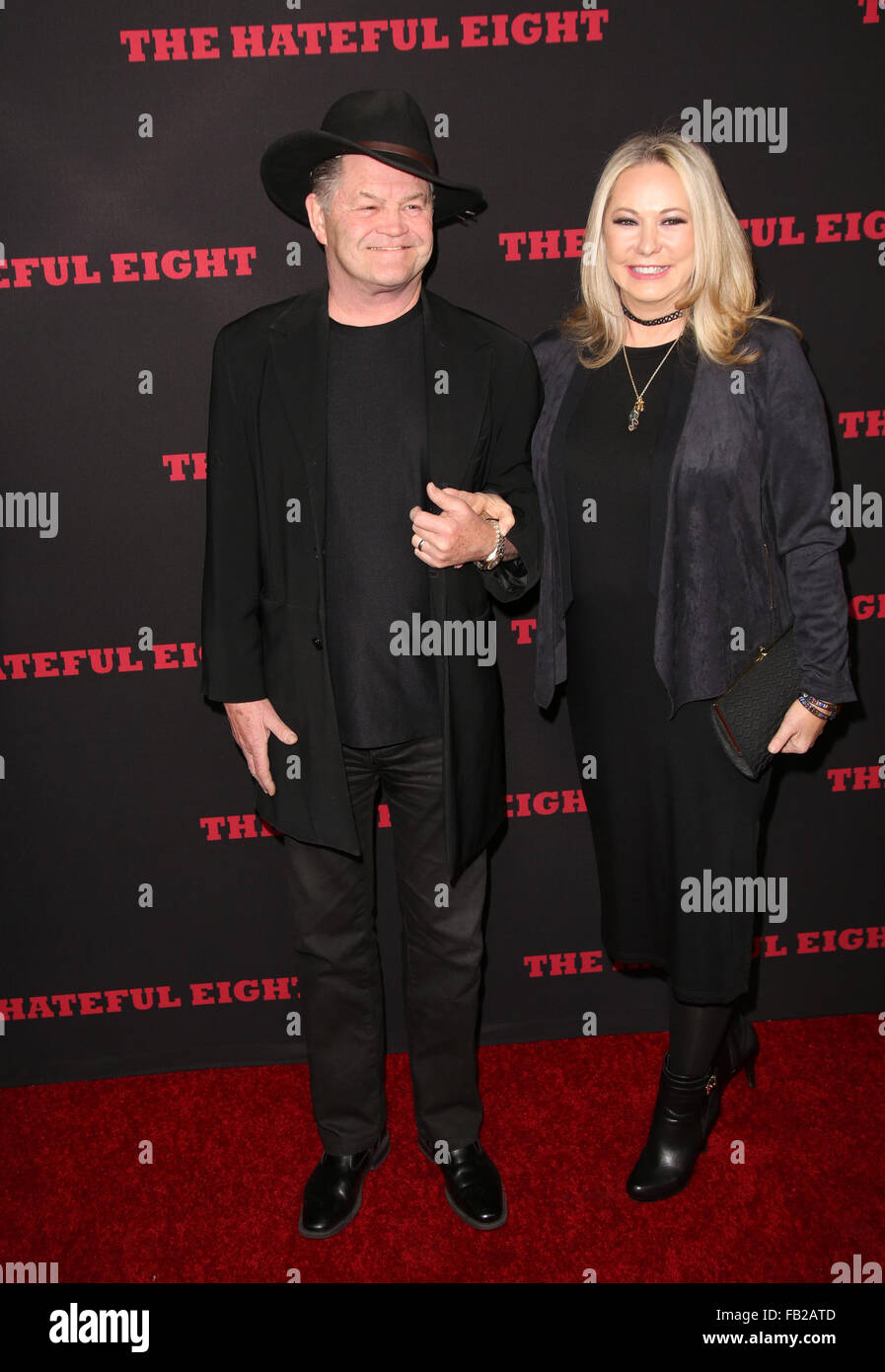 Celebrities attend The Hateful Eight premiere at ArcLight Hollywood Cinerama Dome.  Featuring: Micky Dolenz, Donna Quinter Where: Los Angeles, California, United States When: 07 Dec 2015 Stock Photo