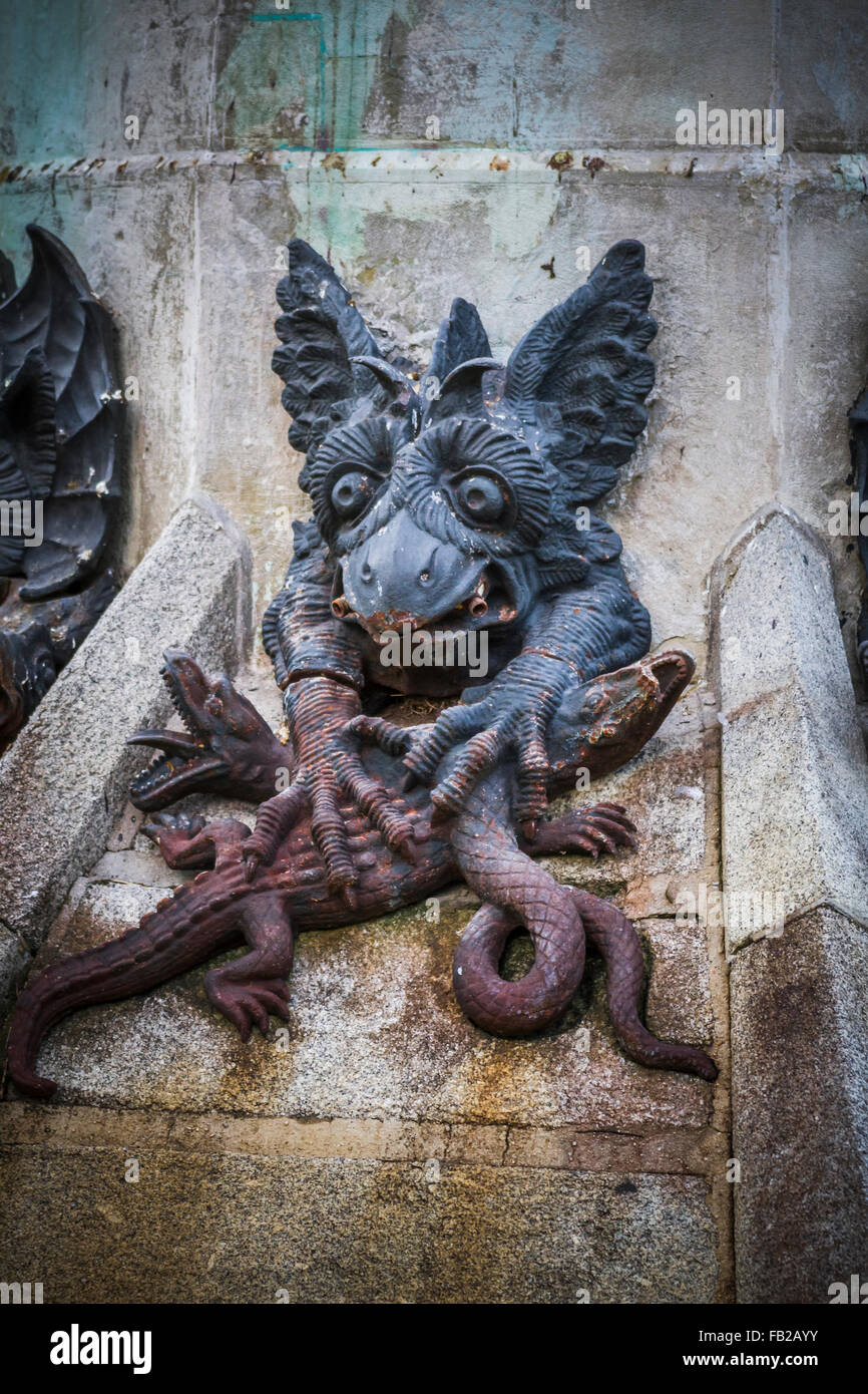 devil figure, bronze sculpture with demonic gargoyles and monsters ...