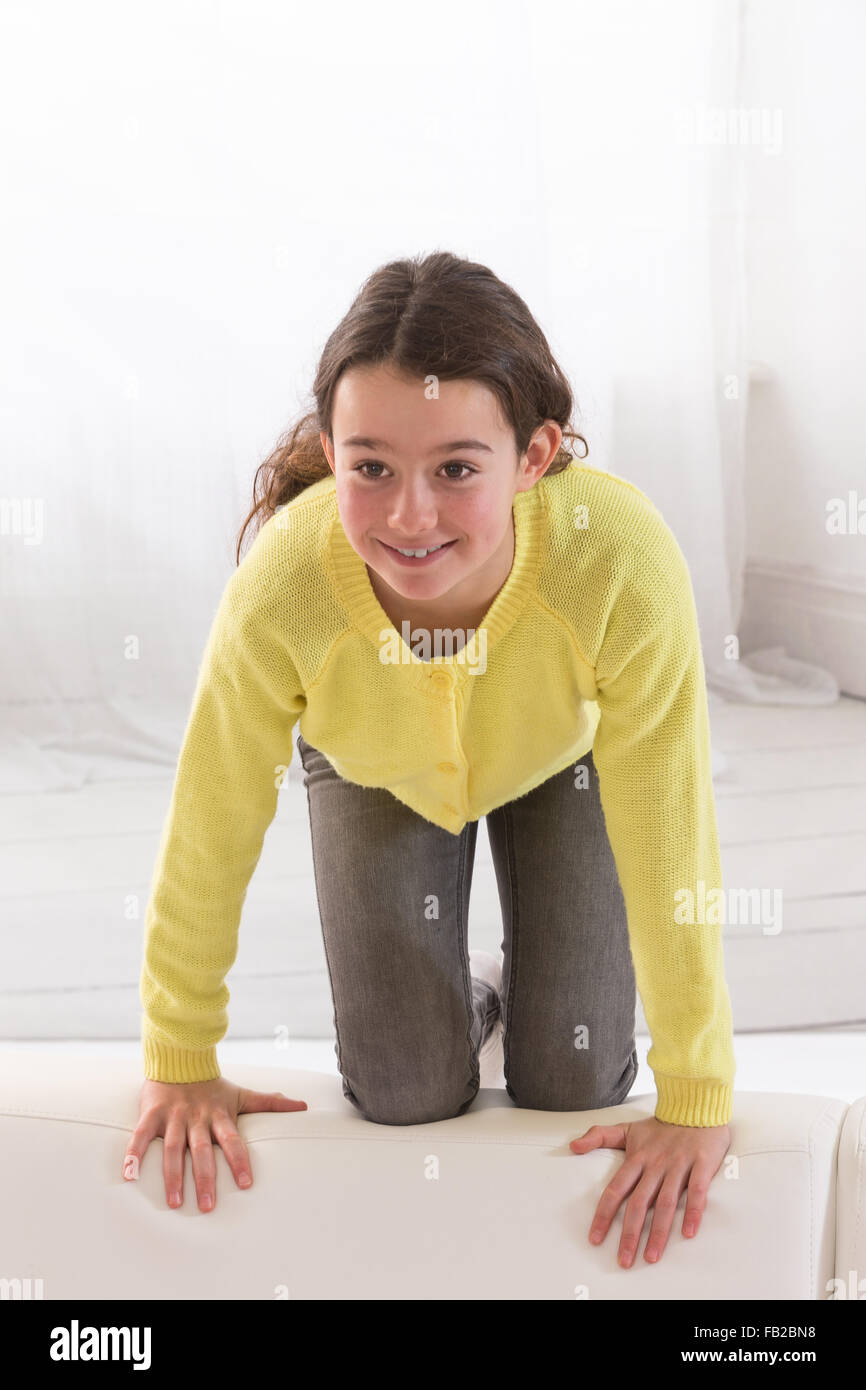 Portrait of smiling girl  isolated on white. Stock Photo