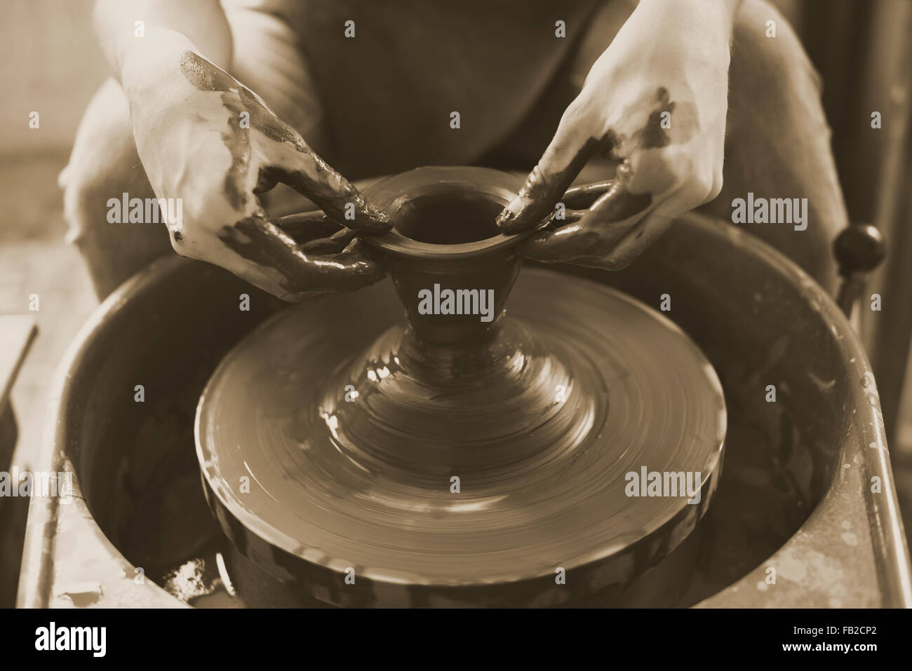 Person Creation Pottery Handcraft Art Mud Concept Stock Photo Alamy