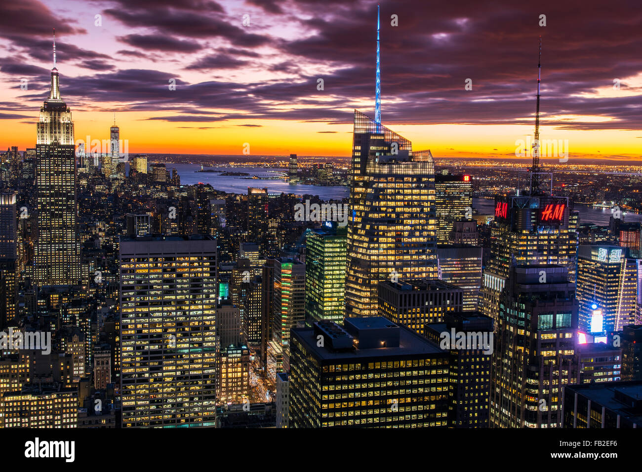 New york city skyline manhattan skyline from the top of hires stock
