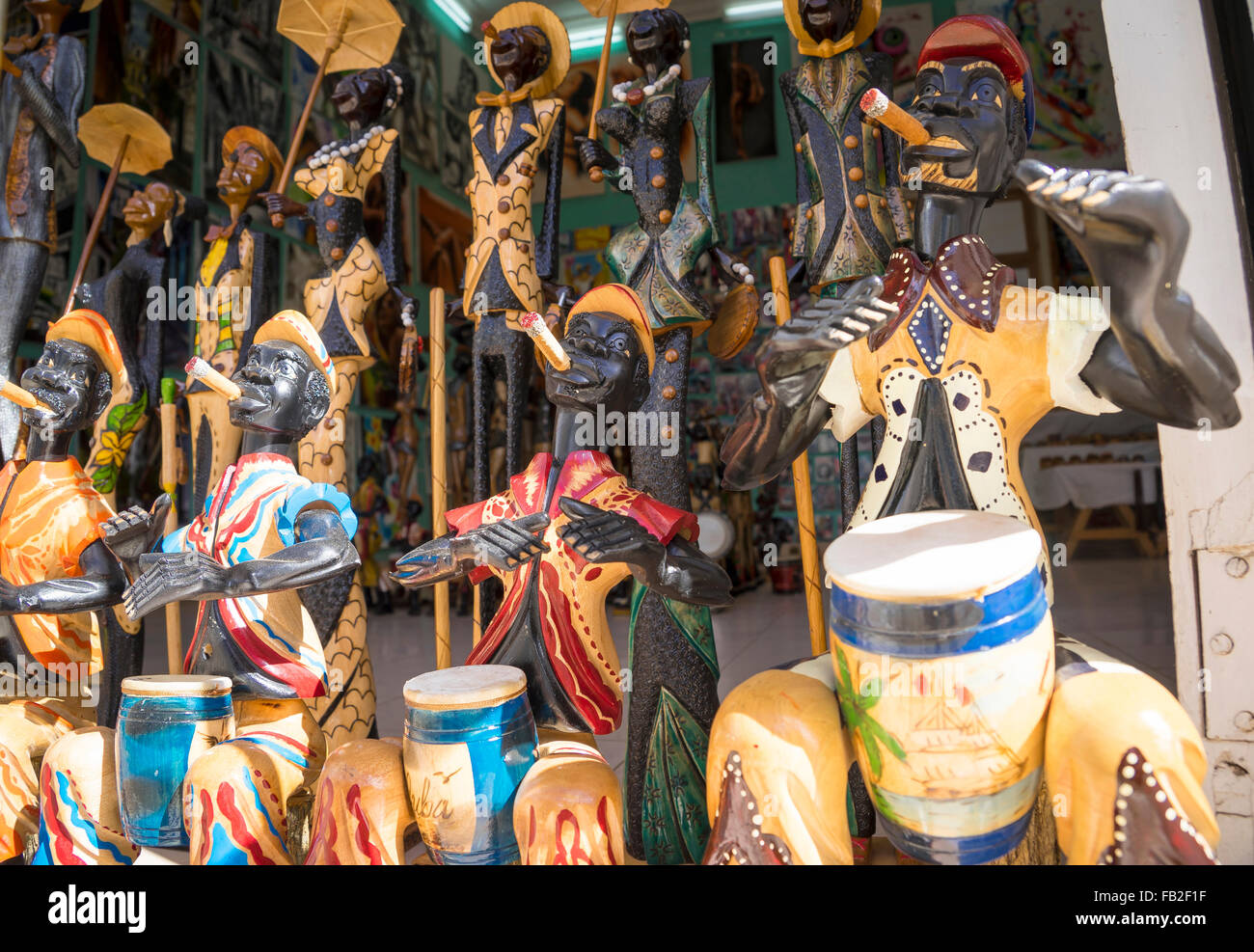 souvenir shop with wooden figures in trinidad,cuba Stock Photo