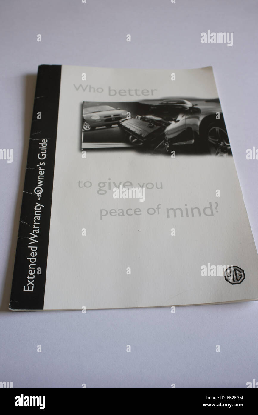 MG extended warranty booklet Stock Photo Alamy