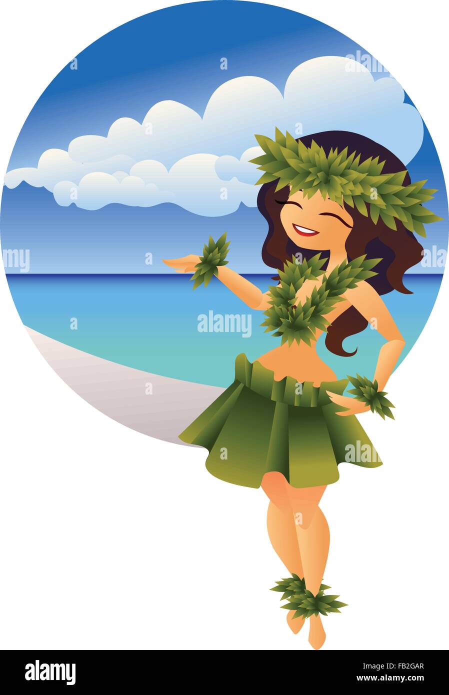 Hula dancer hawaiian cartoon character hi-res stock photography and images - Alamy