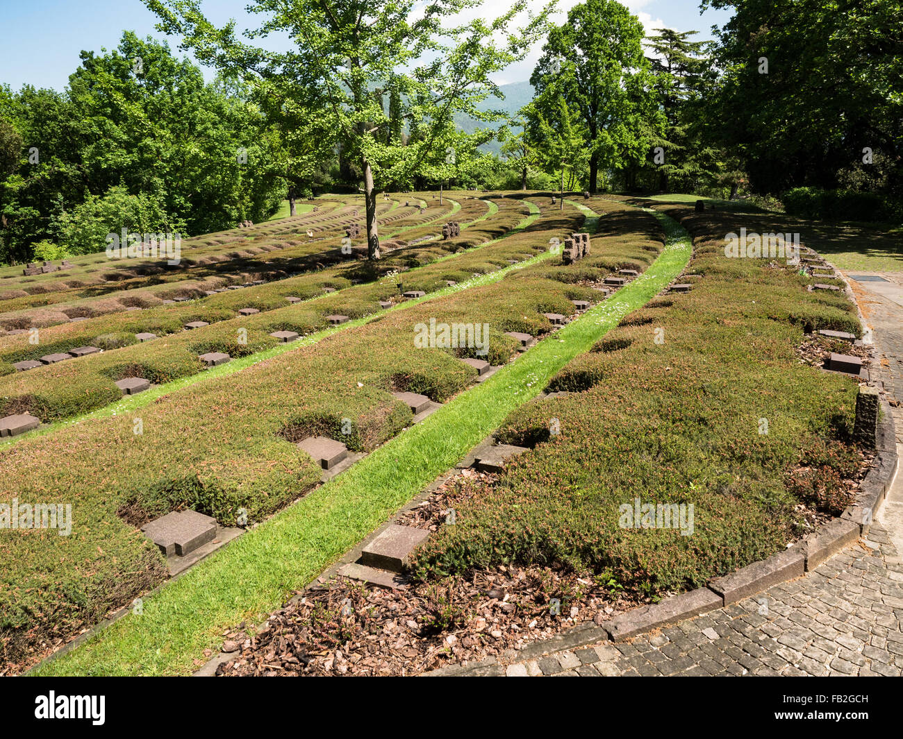 The German Military Cemetery of Costermano is located in a hilly area on the eastern shore of Lake Garda in the municipality of Stock Photo