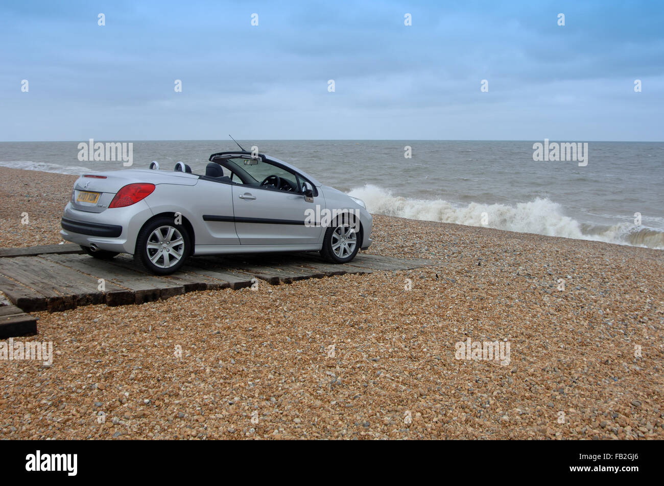 Peugeot 206 CC (Coupe Convertible) open top car with folding metal roof Stock Photo