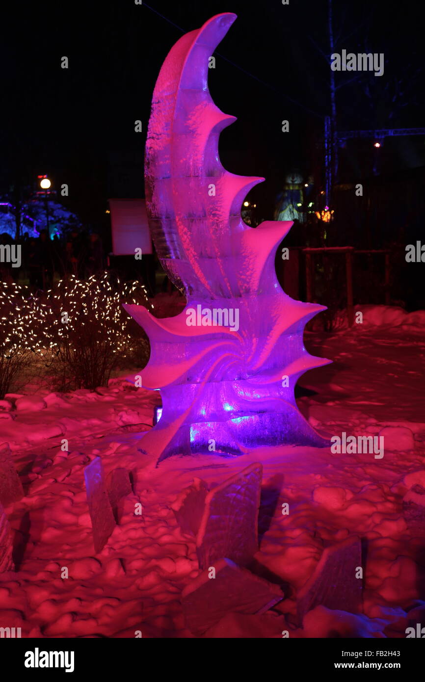 ice sculptures winter night Stock Photo - Alamy