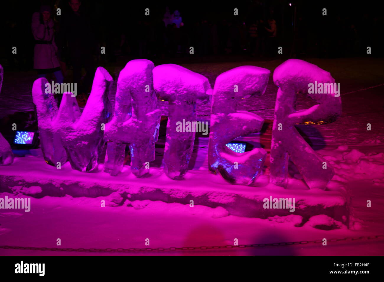 ice sculptures winter night Stock Photo - Alamy