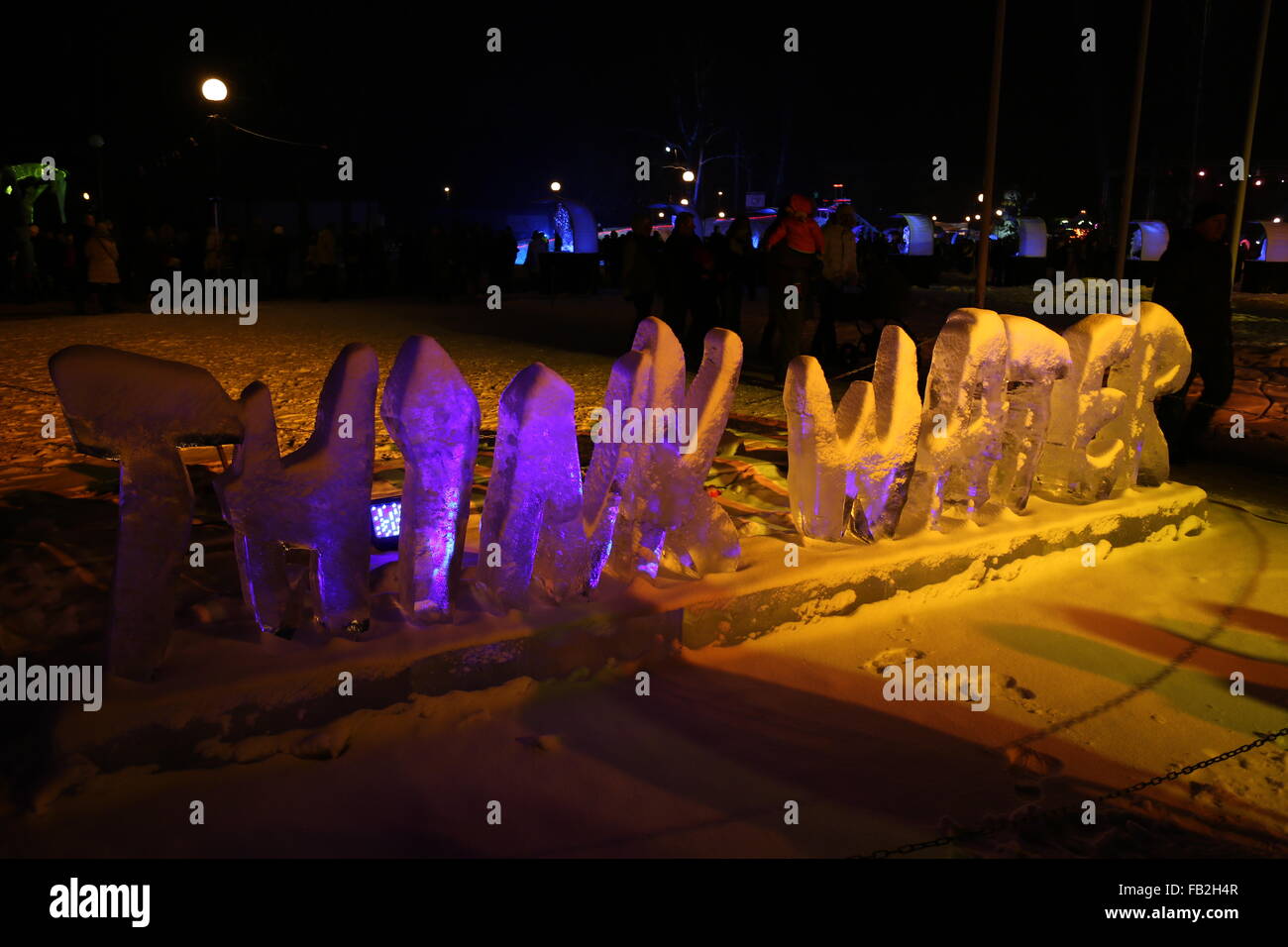 ice sculptures winter night Stock Photo - Alamy