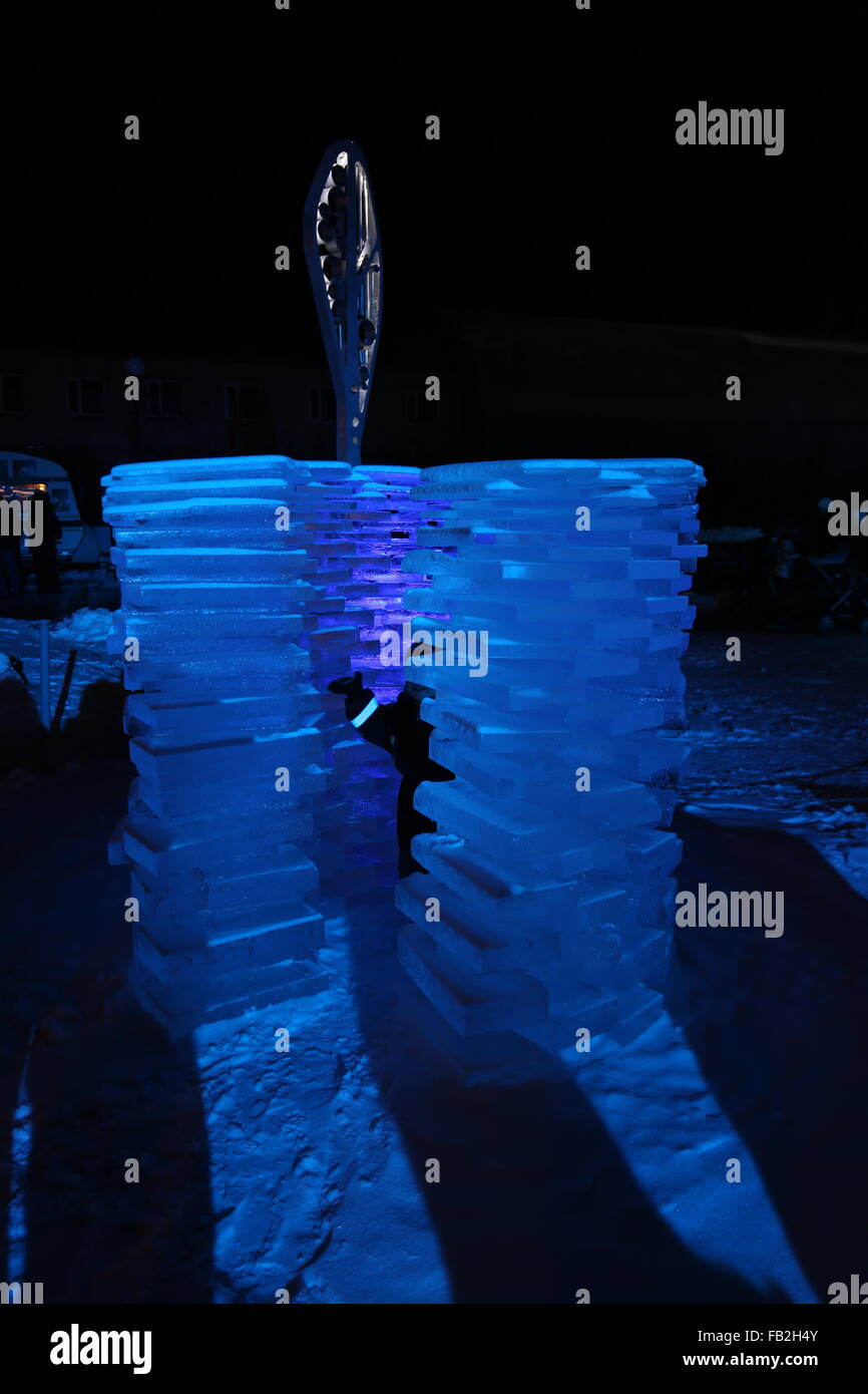 ice sculptures winter night Stock Photo - Alamy