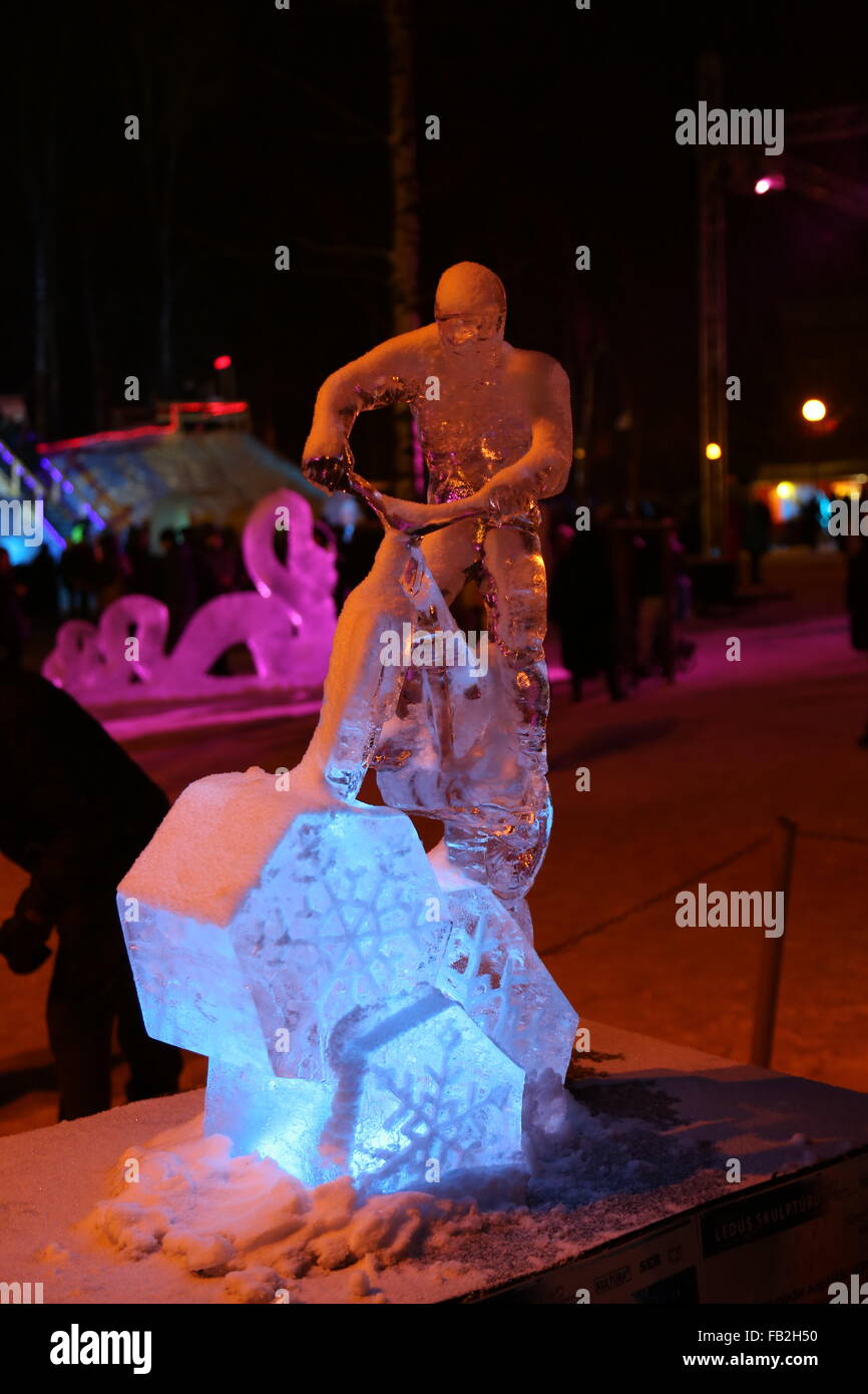 ice sculptures winter night Stock Photo - Alamy