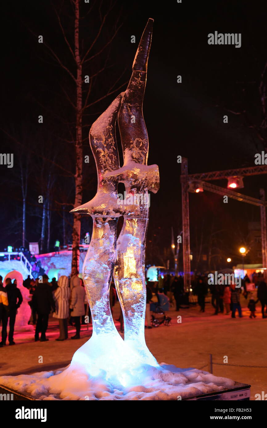 ice sculptures winter night Stock Photo - Alamy