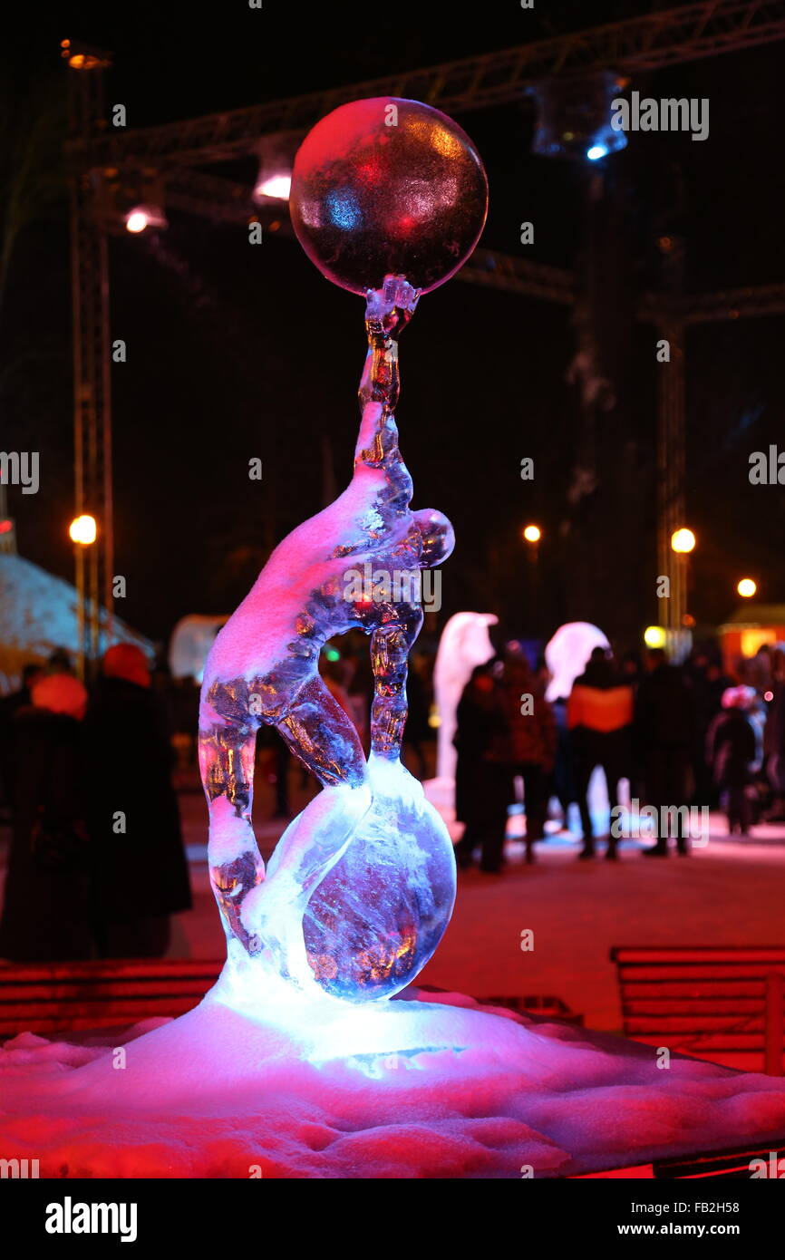 ice sculptures winter night Stock Photo - Alamy
