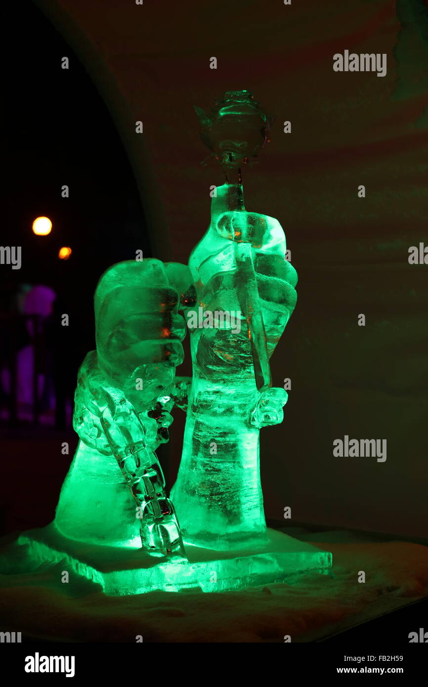 ice sculptures winter night Stock Photo - Alamy