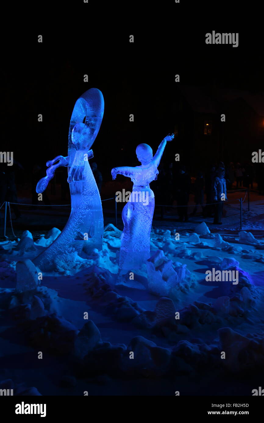 ice sculptures winter night Stock Photo - Alamy