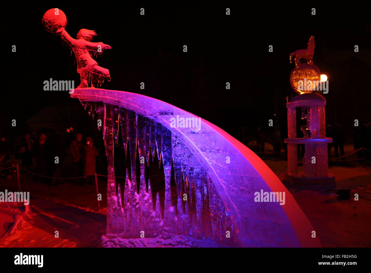 ice sculptures winter night Stock Photo - Alamy