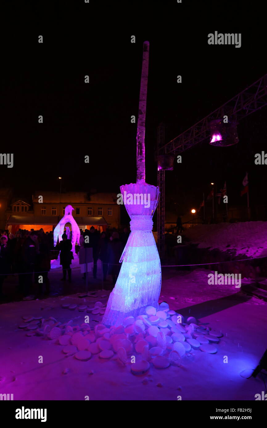 ice sculptures winter night Stock Photo - Alamy