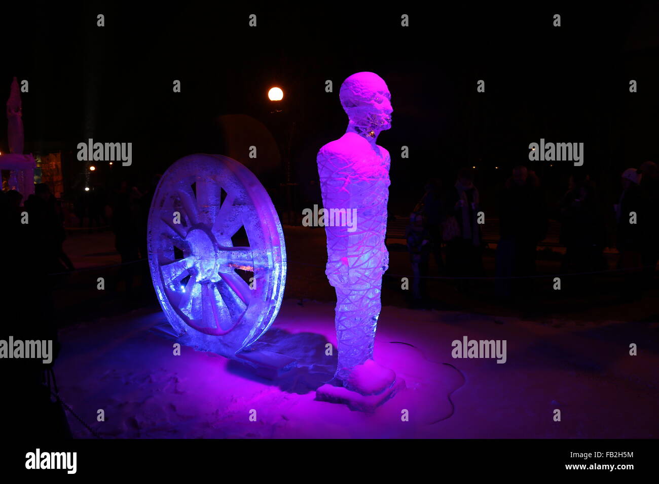 ice sculptures winter night Stock Photo - Alamy
