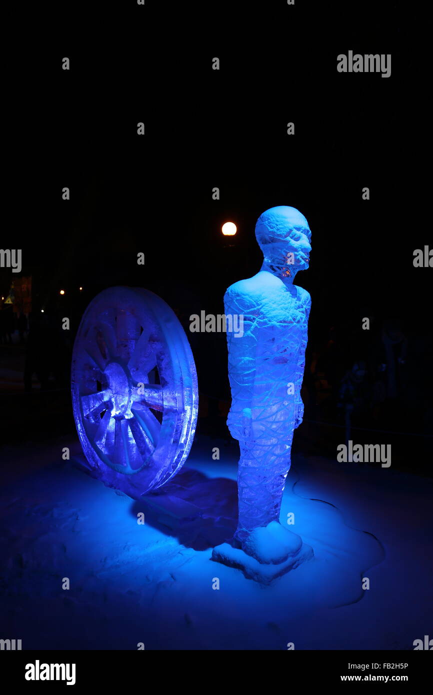 ice sculptures winter night Stock Photo - Alamy