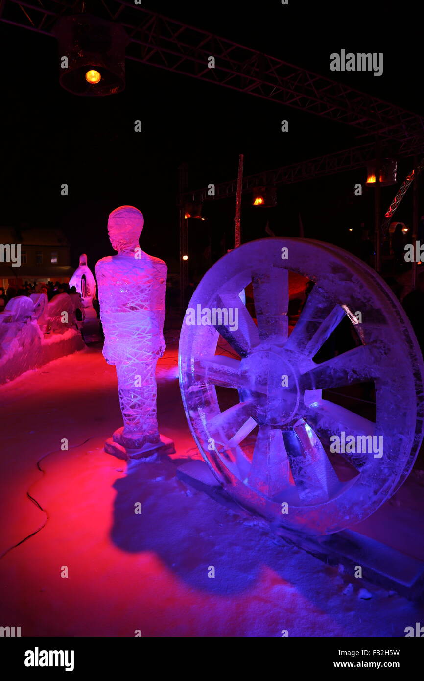 ice sculptures winter night Stock Photo - Alamy