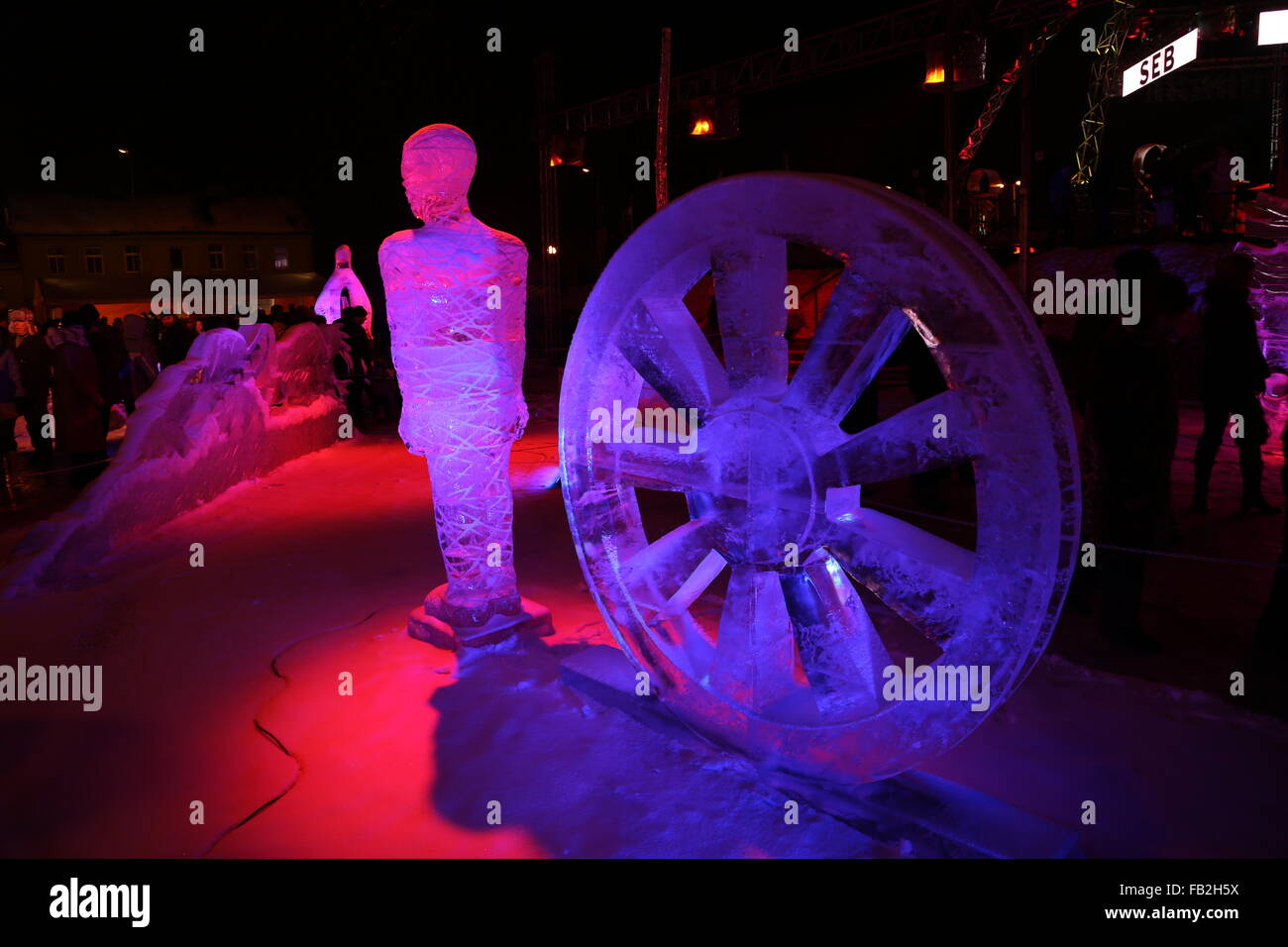 ice sculptures winter night Stock Photo - Alamy