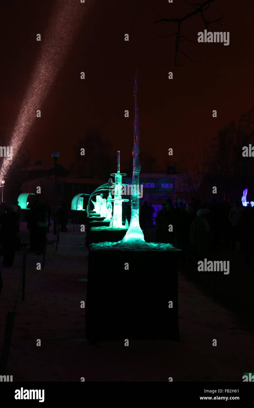 ice sculptures winter night Stock Photo - Alamy