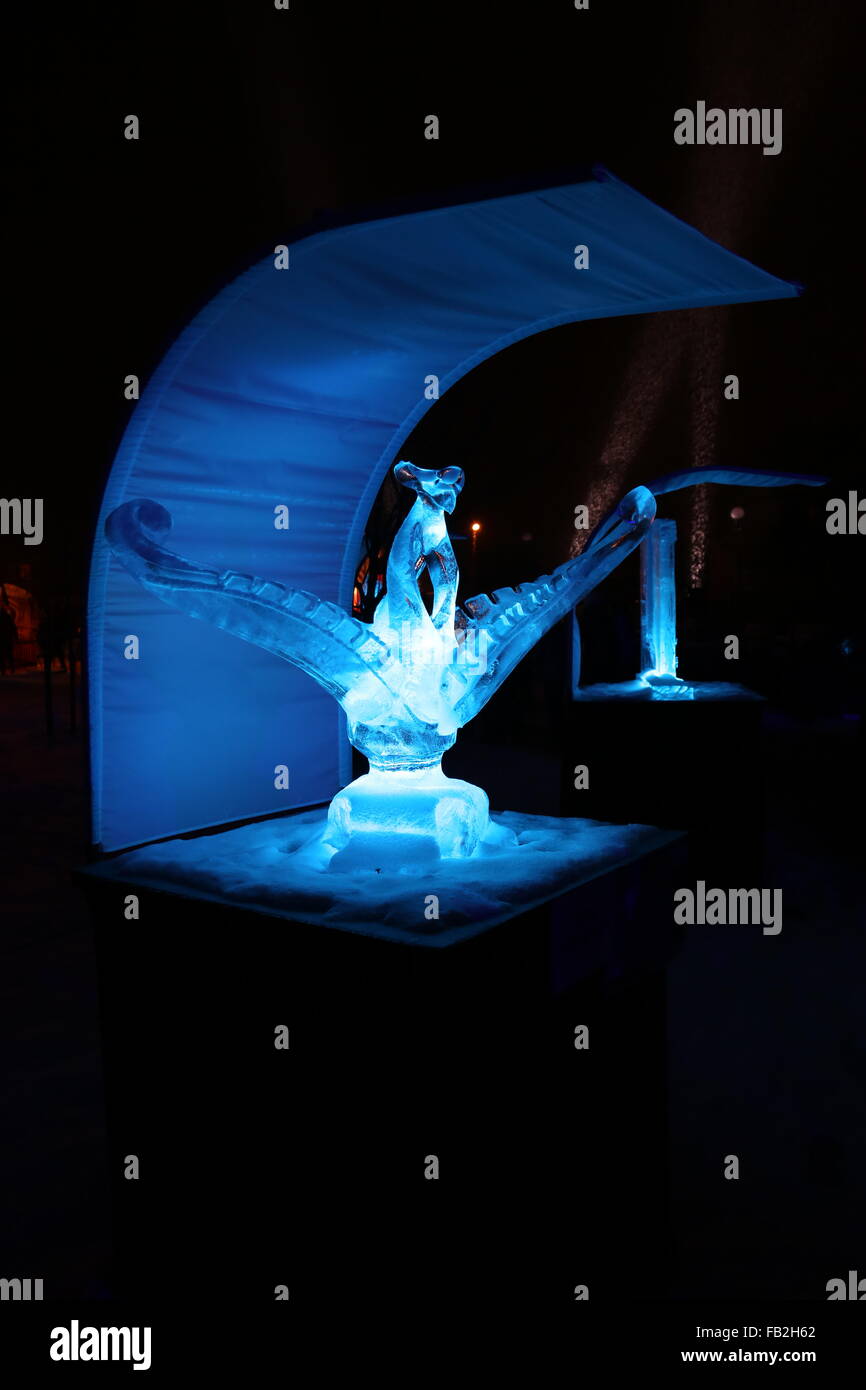 ice sculptures winter night Stock Photo - Alamy