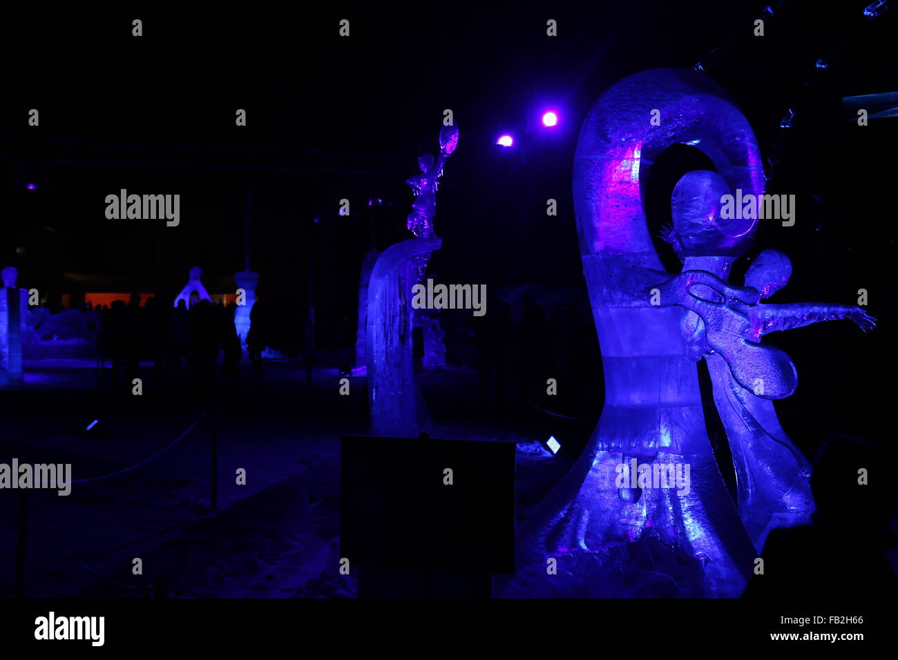 ice sculptures winter night Stock Photo - Alamy