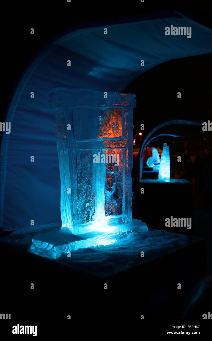 ice sculptures winter night Stock Photo - Alamy