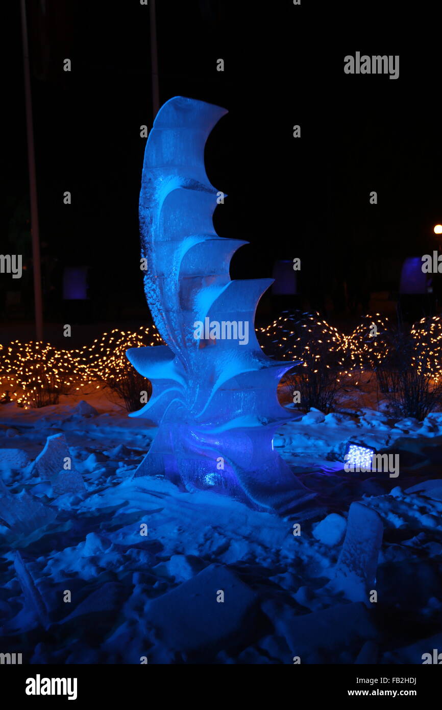ice sculptures winter night Stock Photo - Alamy
