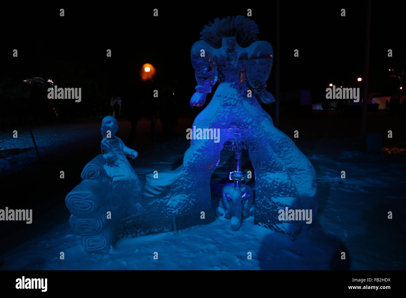 ice sculptures winter night Stock Photo - Alamy
