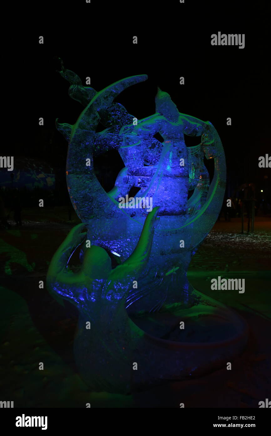 ice sculptures winter night Stock Photo - Alamy