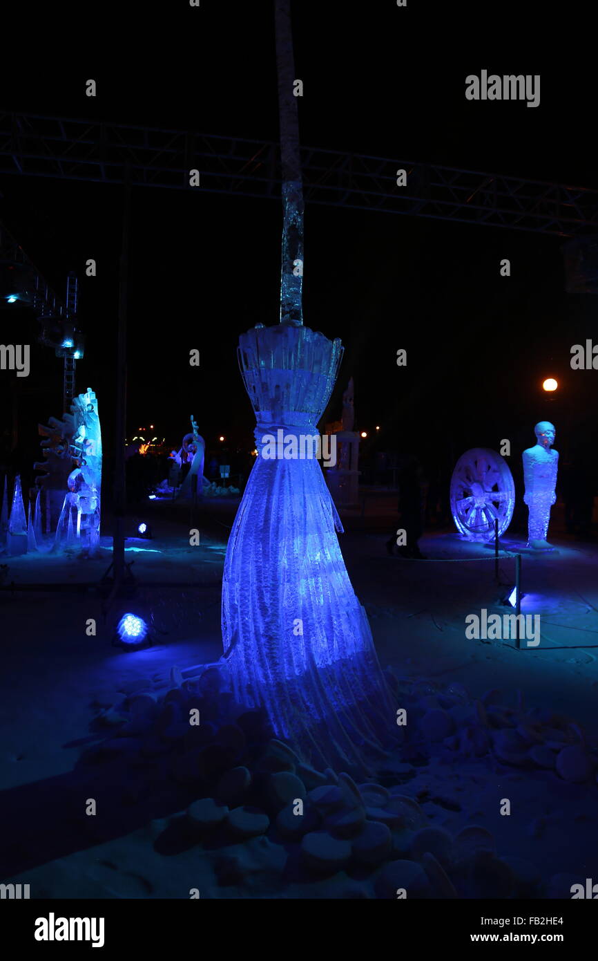 ice sculptures winter night Stock Photo - Alamy