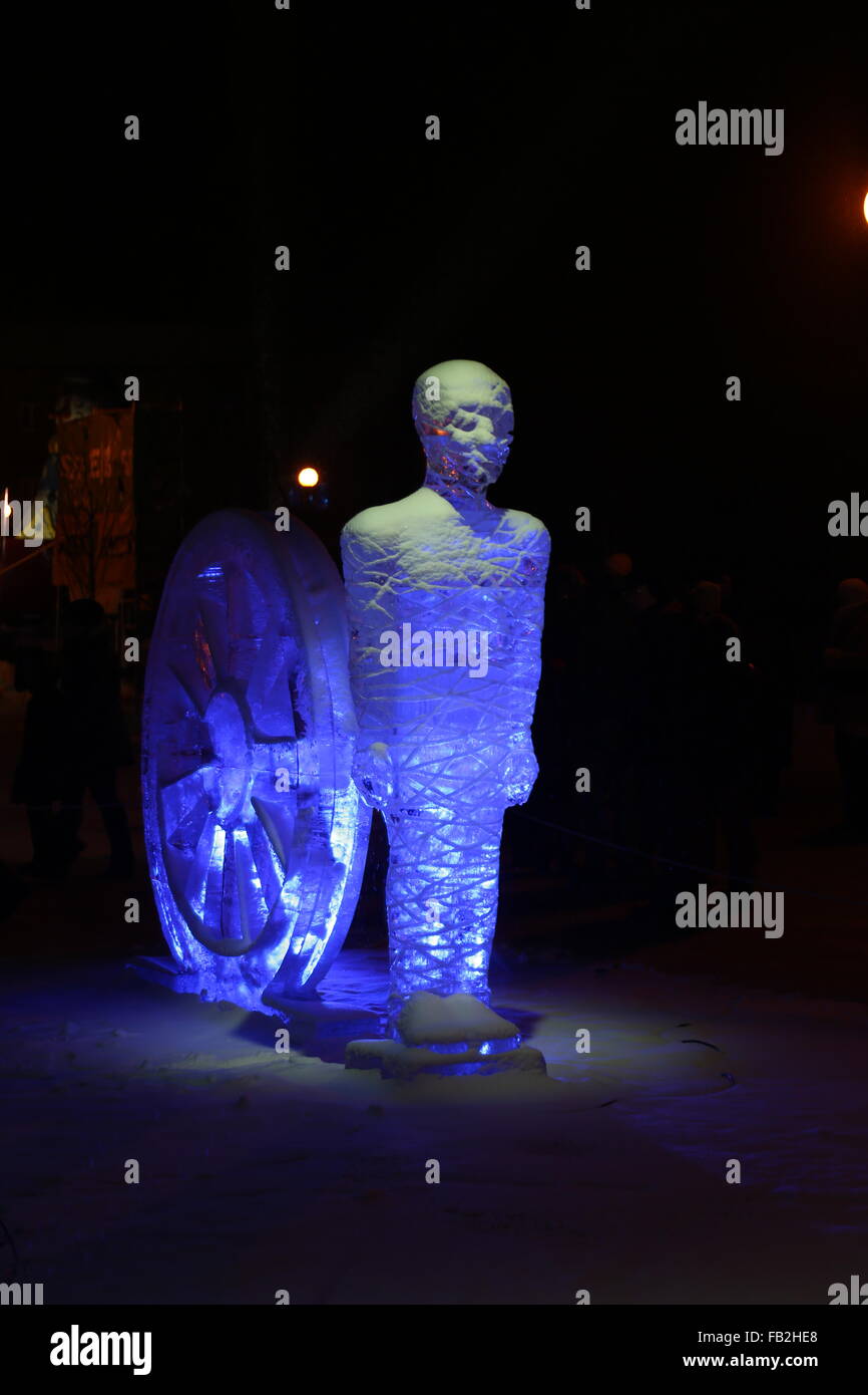 ice sculptures winter night Stock Photo - Alamy
