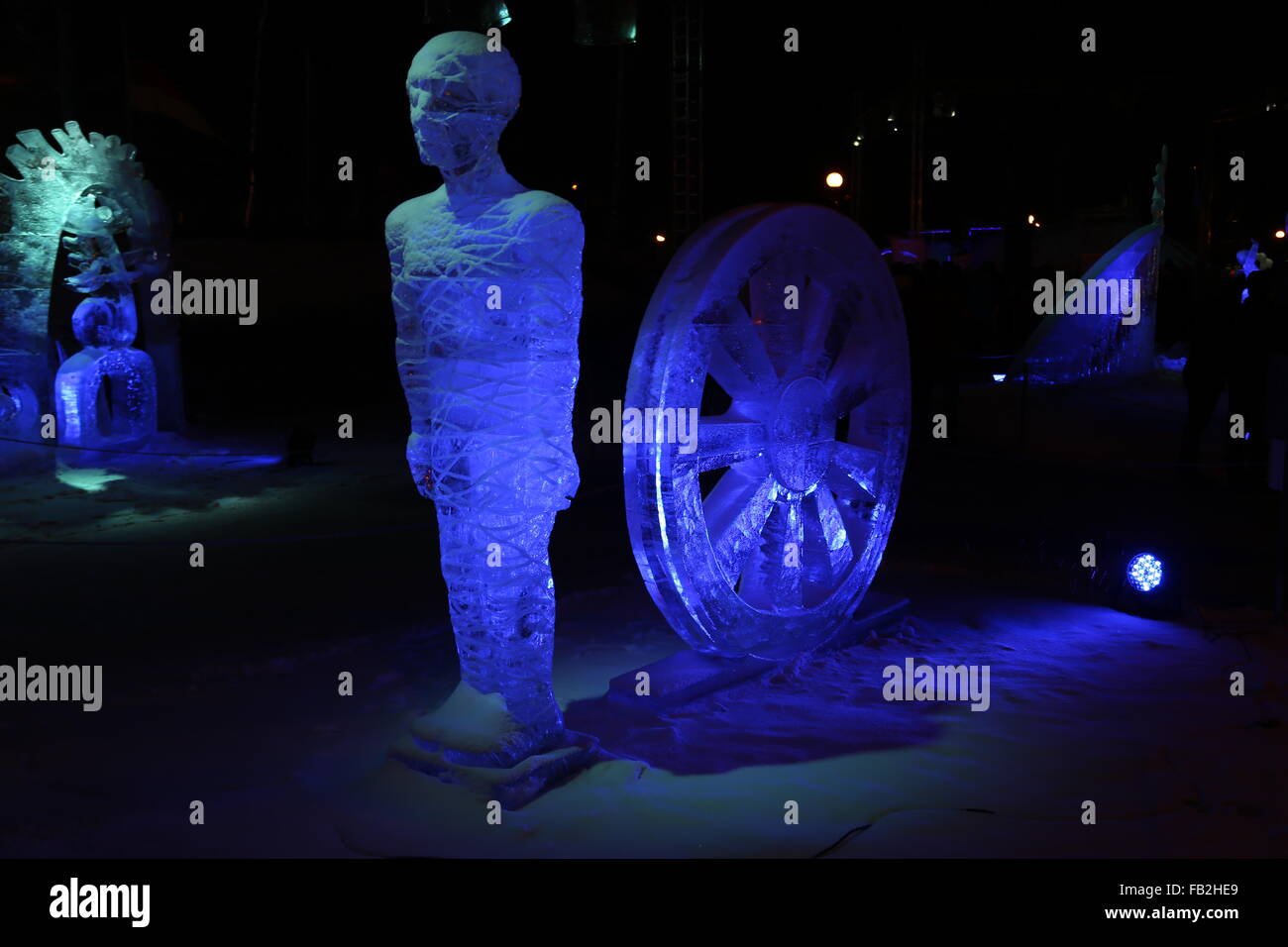 ice sculptures winter night Stock Photo - Alamy