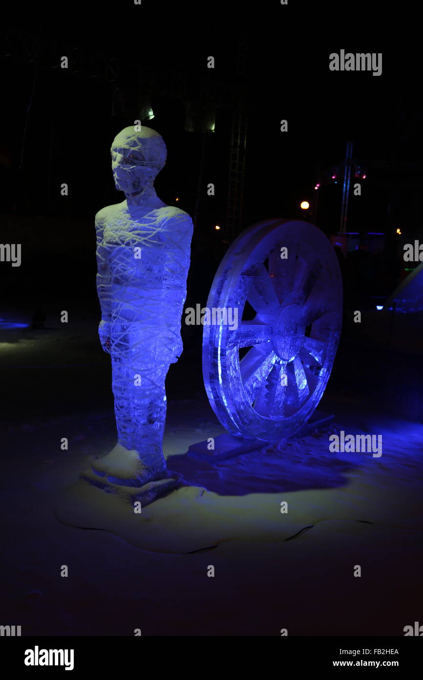 ice sculptures winter night Stock Photo - Alamy