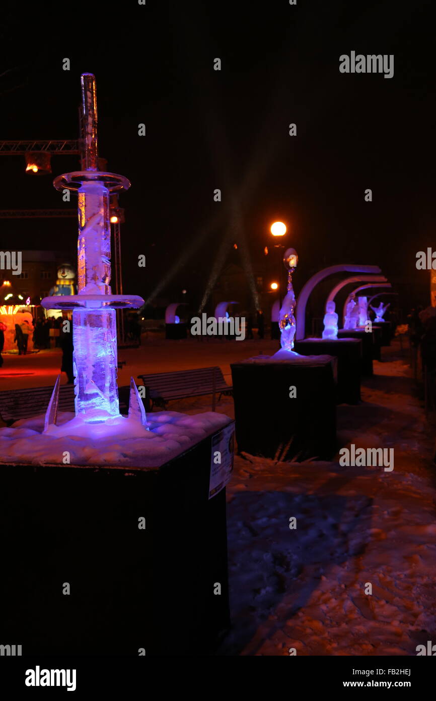 ice sculptures winter night Stock Photo - Alamy