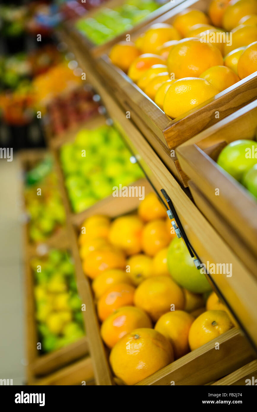 Fruit in wooden boxes Stock Photo - Alamy
